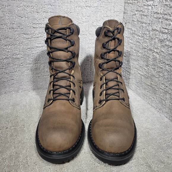 Red Wing Metguard 8" Men's Size 9D US Brown Leather Lace up Steel Toe Boots 4435 - Picture 2 of 10